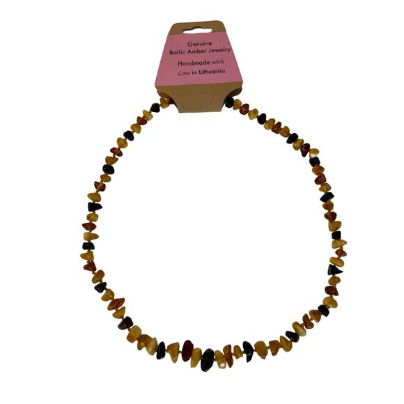 Baltic Amber Necklace Multi-Color Knotted Polished (N721) - Picture 1 of 7